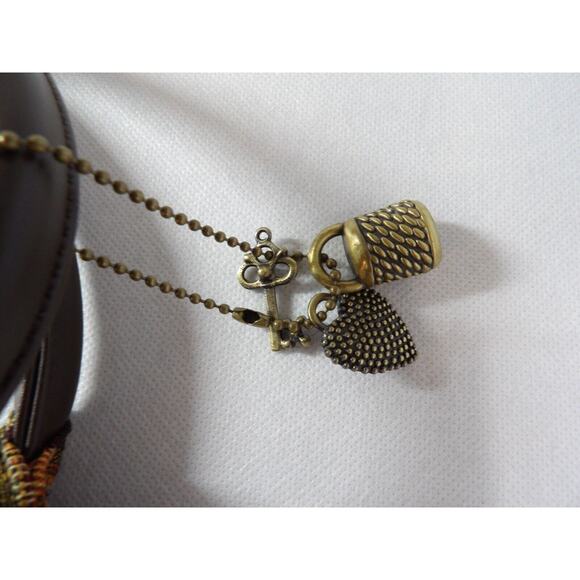 Paradox Tapestry Purse Shoulder Bag Brown Floral Sequins Woven Double Handle - Picture 5 of 16